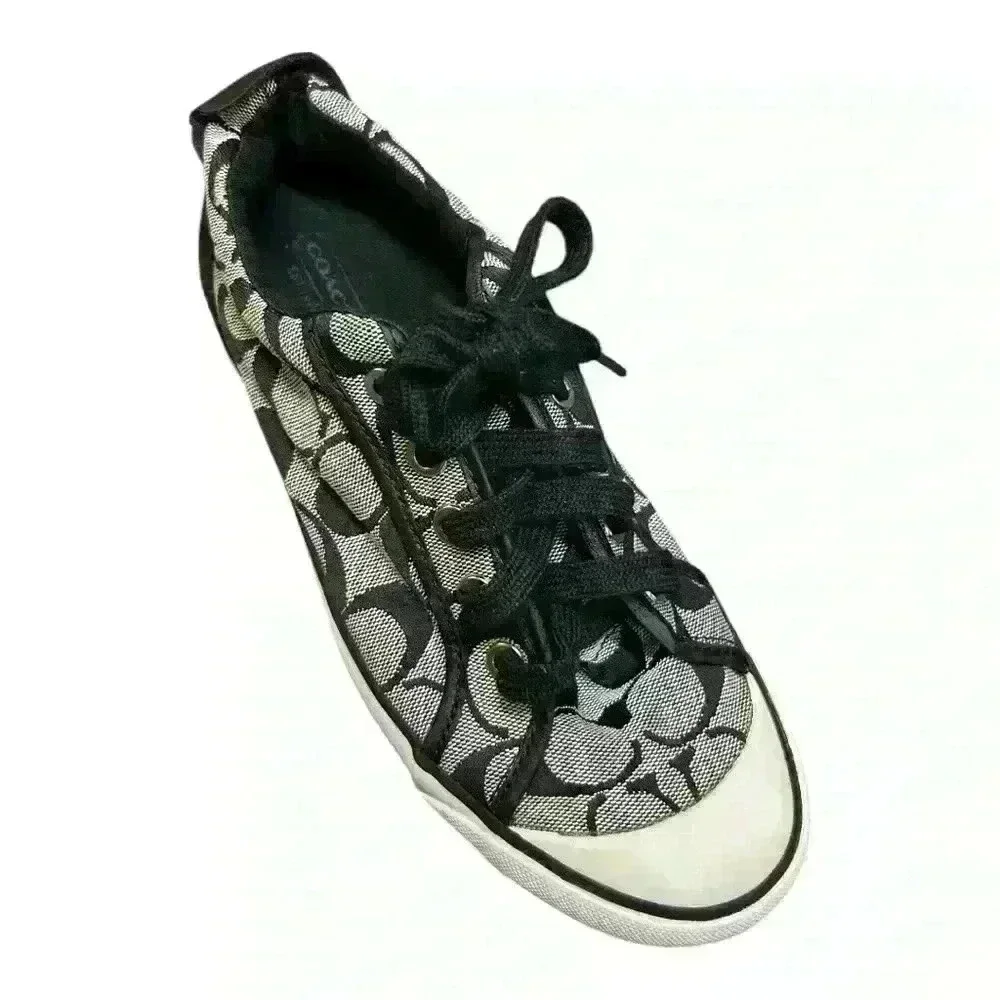 COACH Barrett II Monogram Signature C Black Gray Sneaker Size 7.5W Grey low top - Picture 4 of 13